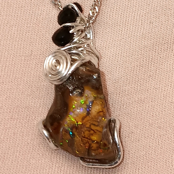 Australian Boulder Opal Pendant Sterling Silver - Picture 15 of 16
